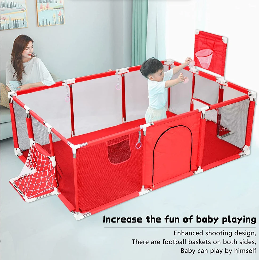 Portable Play Pen For Twin Baby And Toddler