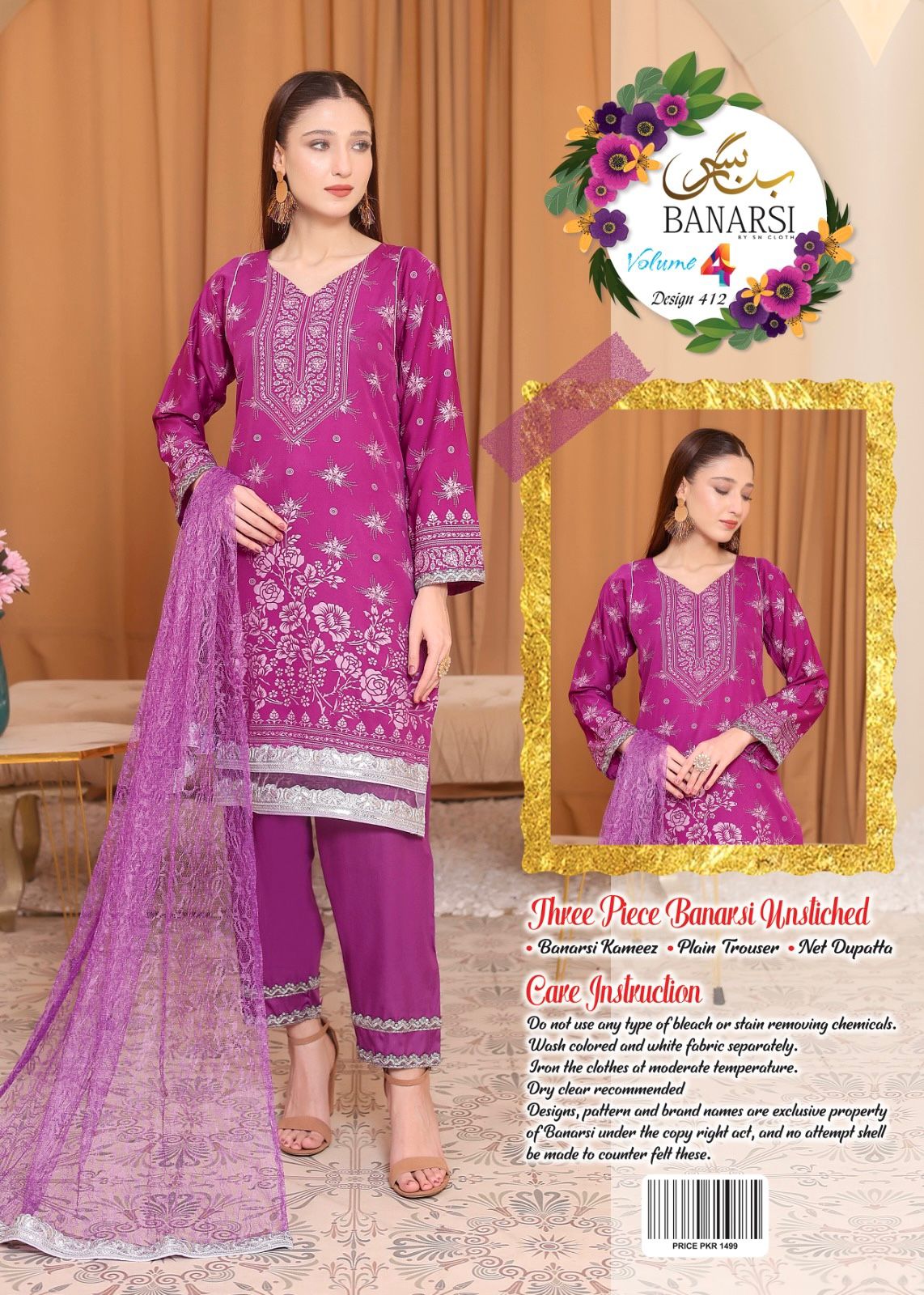 3 Pieces Banarsi lawn