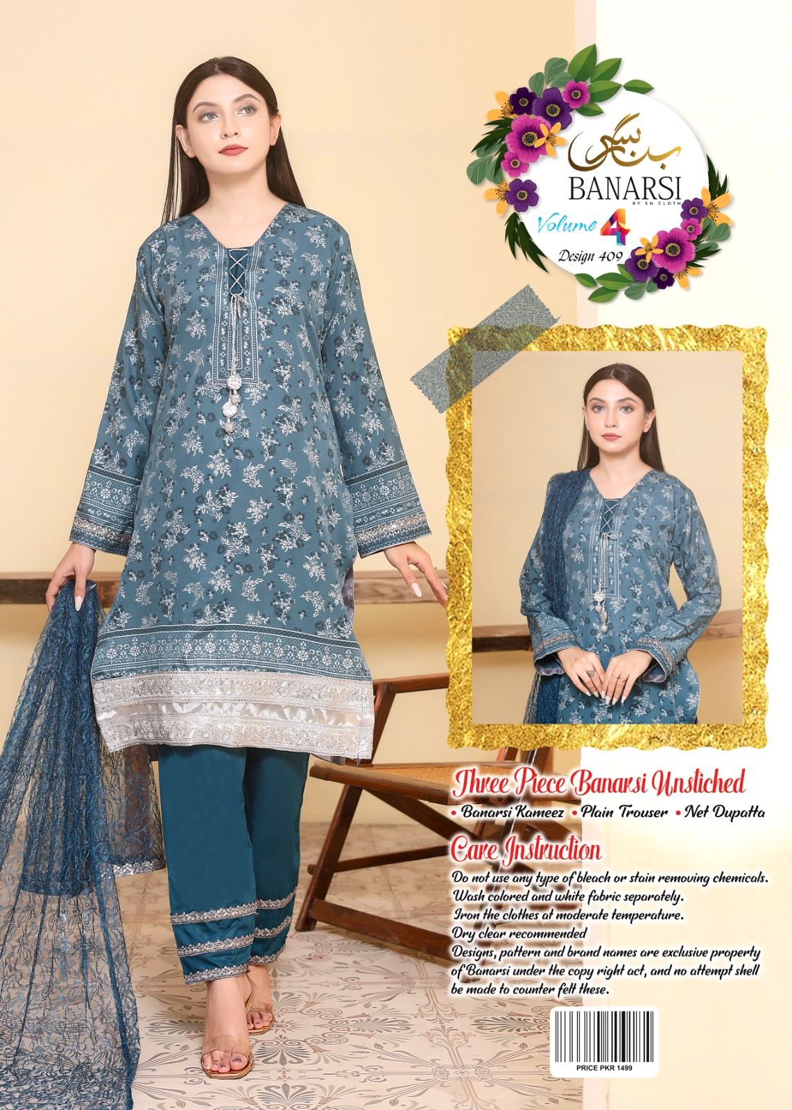 3 Pieces Banarsi lawn